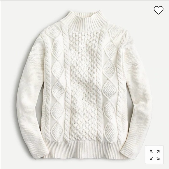J. Crew Sweaters - JCrew Swingy cable-knit mockneck sweater AU220 white large popcorn